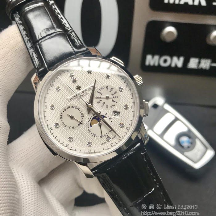 江詩丹頓 Vacheron Constantin 新款 高檔男士腕表 9100多功能機芯 超強防水 原裝蝴蝶扣  wssb3519